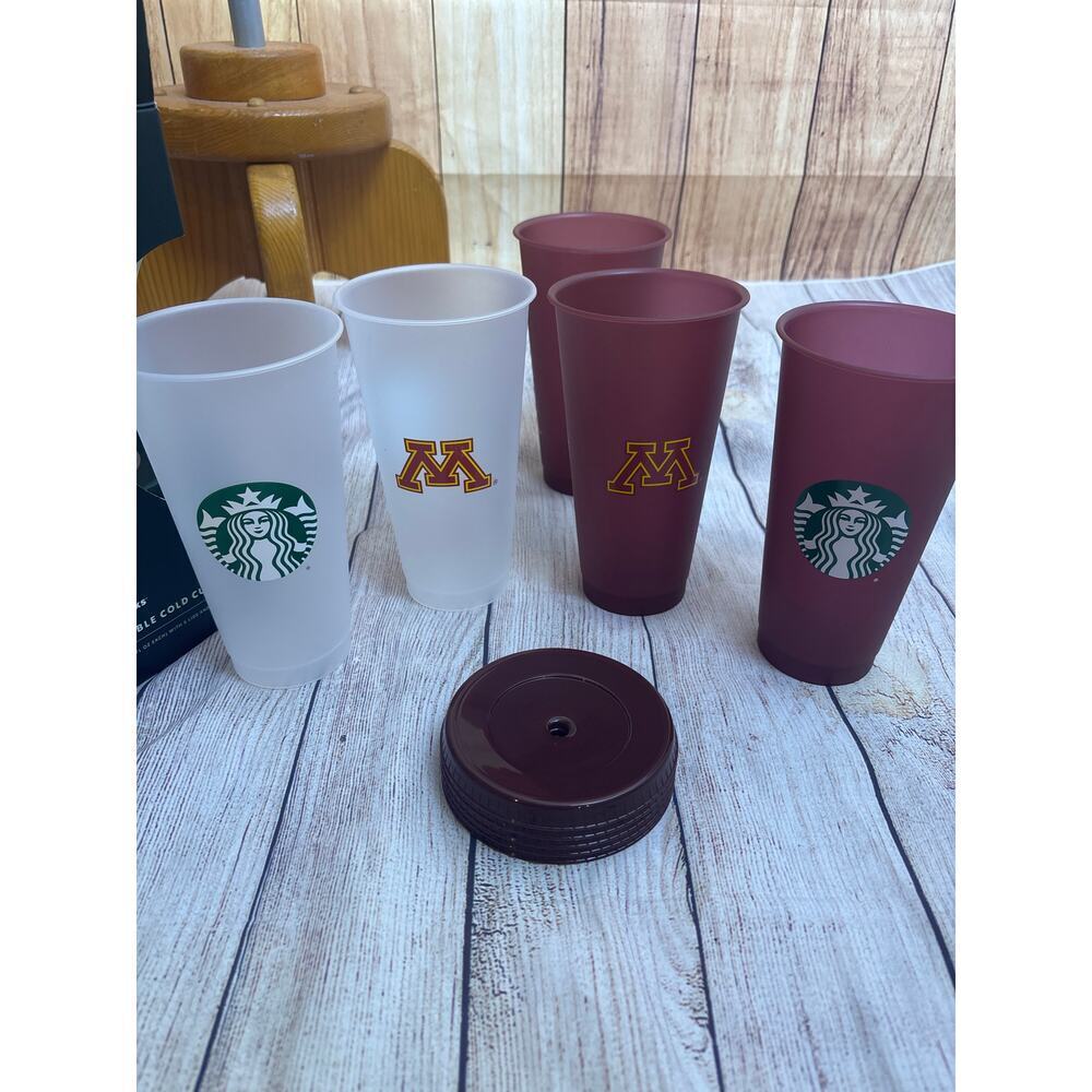 Starbucks MN University Gophers REusable Cold Cups 24 oz Set of 5 NEW